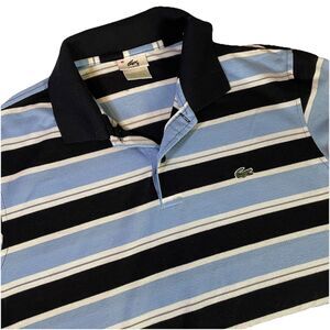 Lacoste Men’s Medium Polo Short Sleeve Shirt Blue Striped Pattern